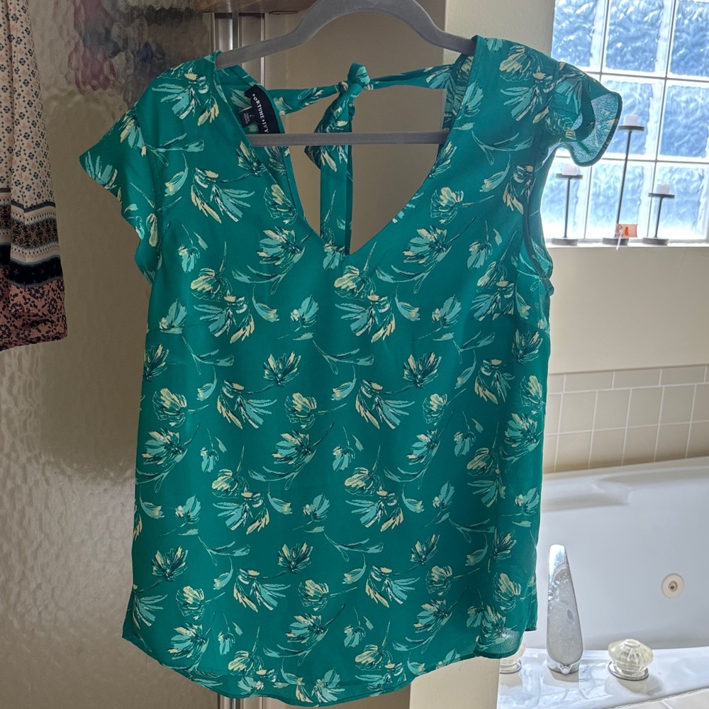Elegant Teal Floral Blouse